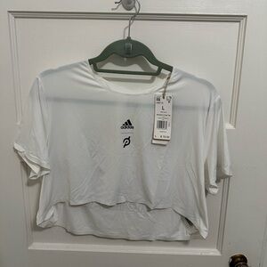 NWT Peloton x Adidas white Crop Top - Size Large